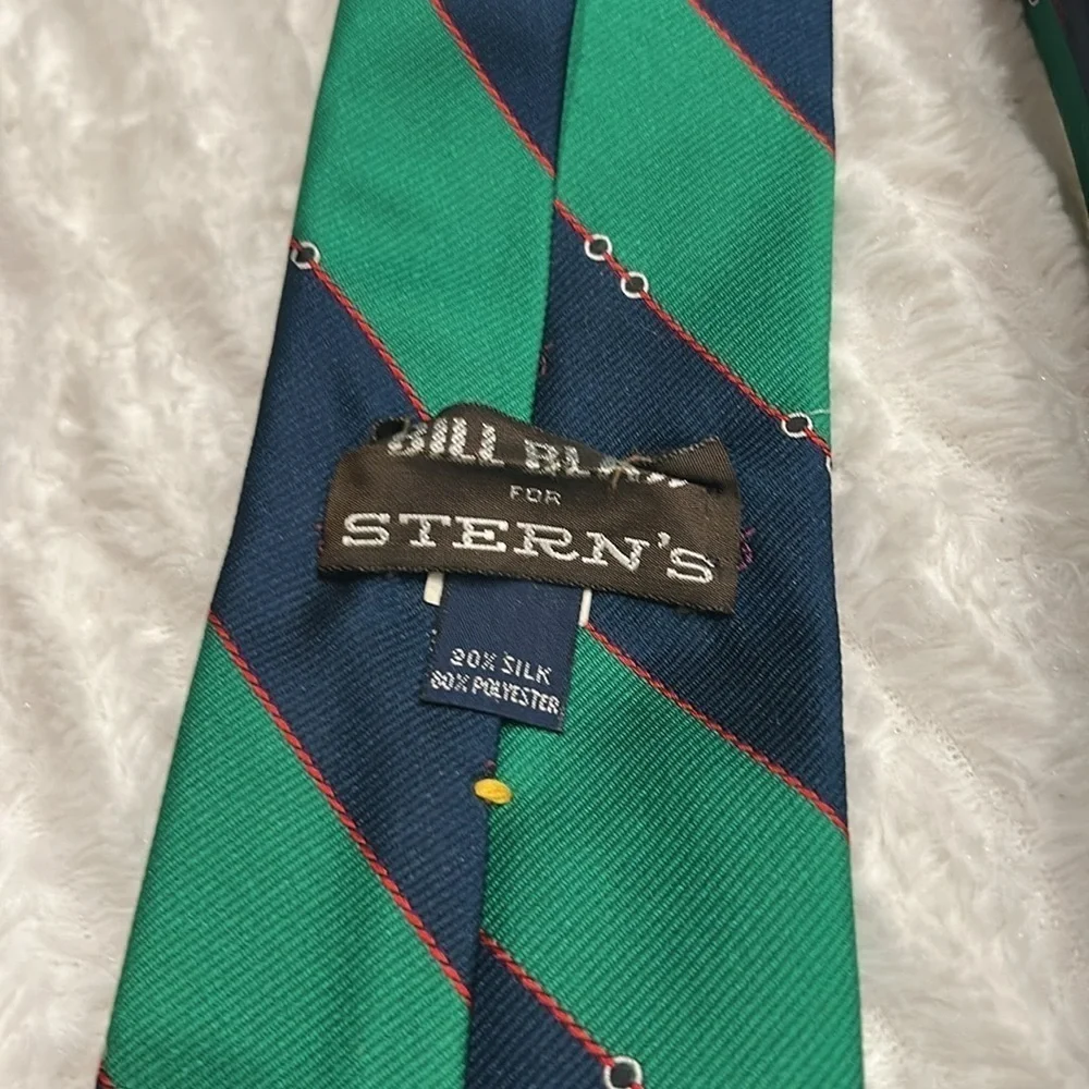 Vintage bill blass Green and Blue striped Silk Tie men’s one size